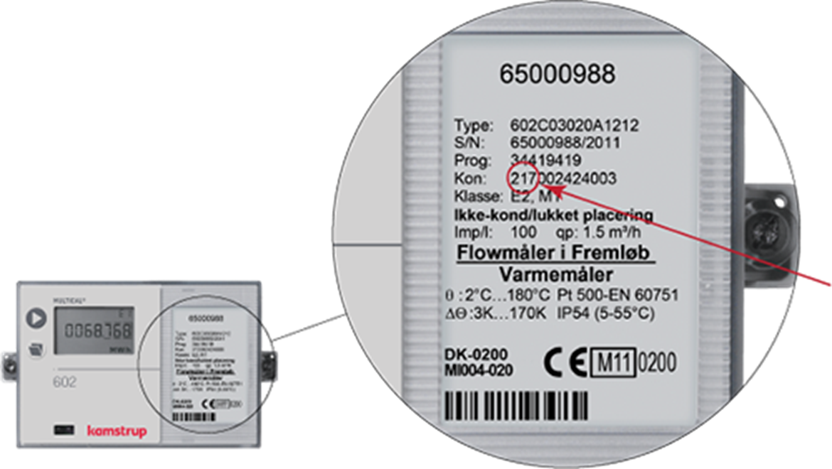 Her finder du målernummeret på din varmemåler